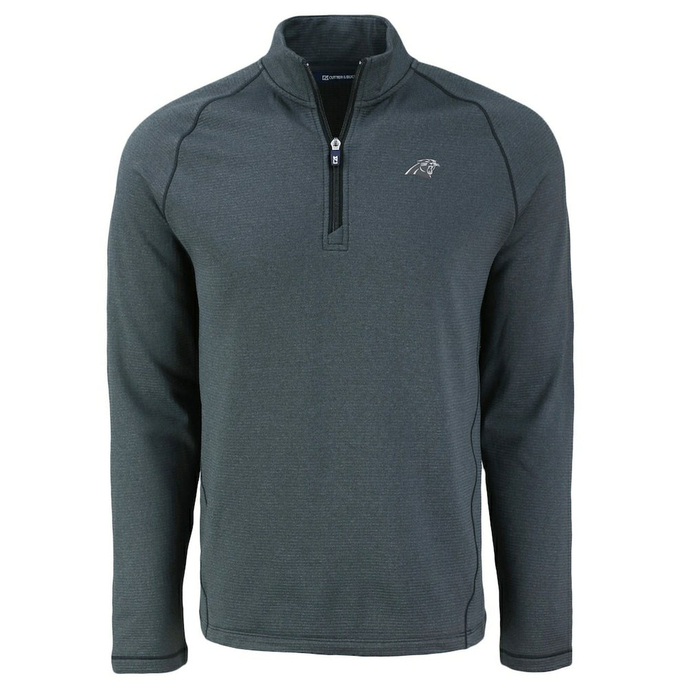 Carolina Panthers Cutter & Buck Peshastin Eco Fleece Tri-Blend Raglan Recycled Quarter-Zip Jacket Heather Black | NFL