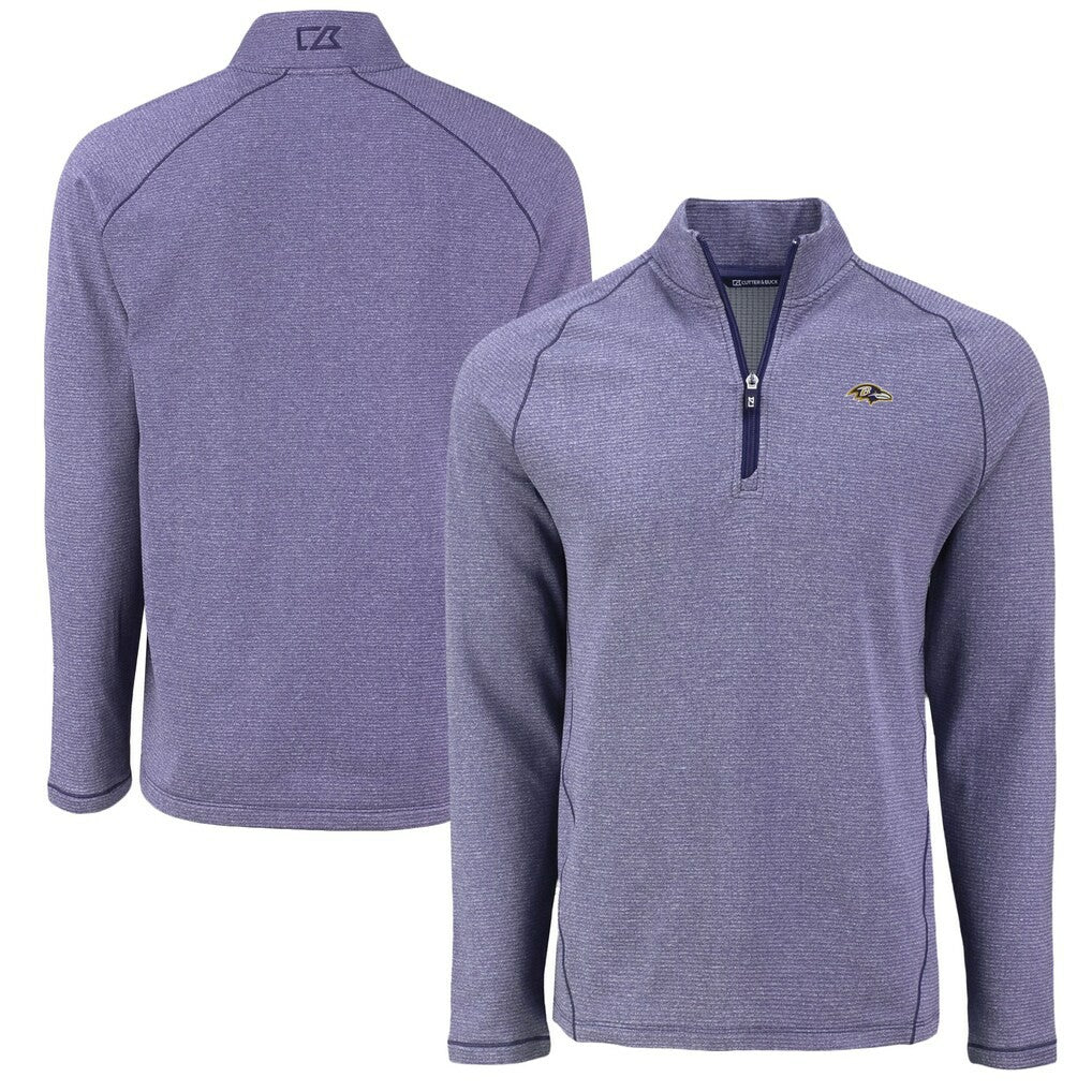 Baltimore Ravens Cutter & Buck Peshastin Eco Fleece Tri-Blend Raglan Recycled Quarter-Zip Jacket Heather Purple | NFL