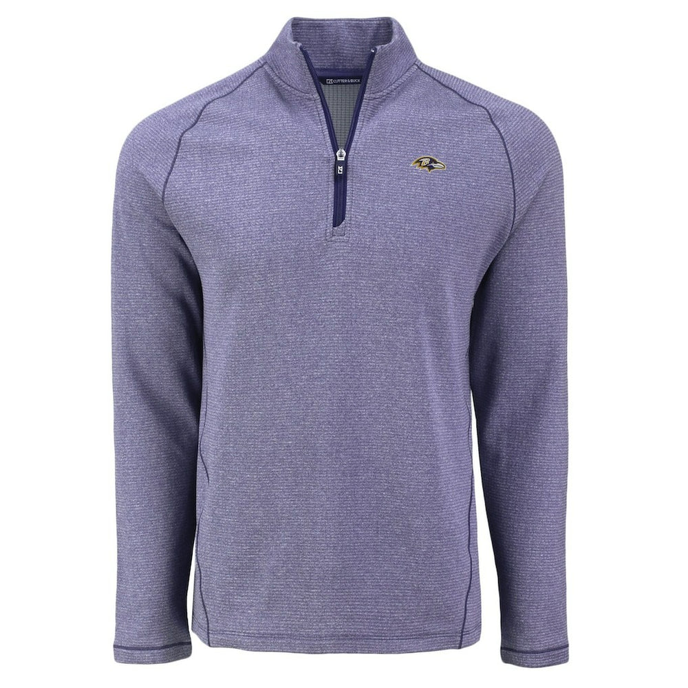 Baltimore Ravens Cutter & Buck Peshastin Eco Fleece Tri-Blend Raglan Recycled Quarter-Zip Jacket Heather Purple | NFL