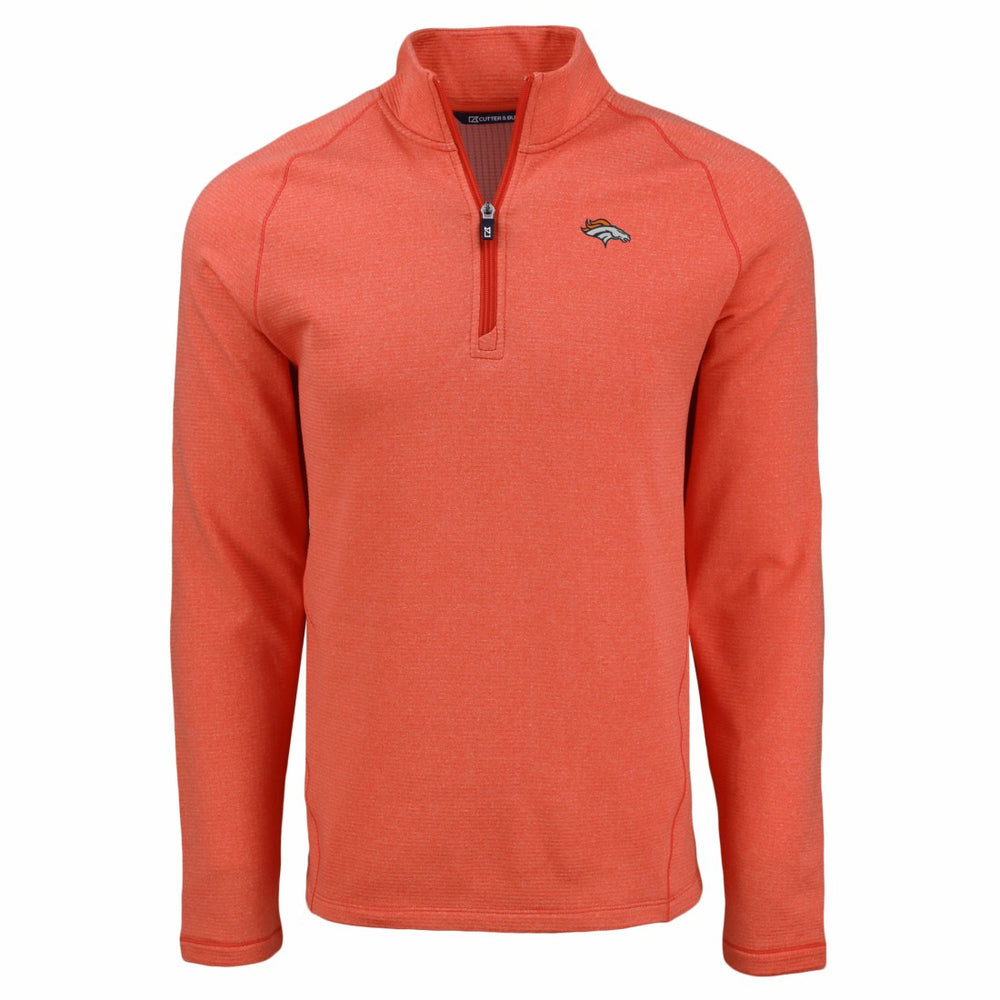 Denver Broncos Cutter & Buck Peshastin Eco Fleece Tri-Blend Raglan Recycled Quarter-Zip Jacket Heather Orange | NFL
