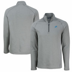 Detroit Lions Cutter & Buck Peshastin Eco Fleece Tri-Blend Raglan Recycled Quarter-Zip Jacket Heather Gray | NFL