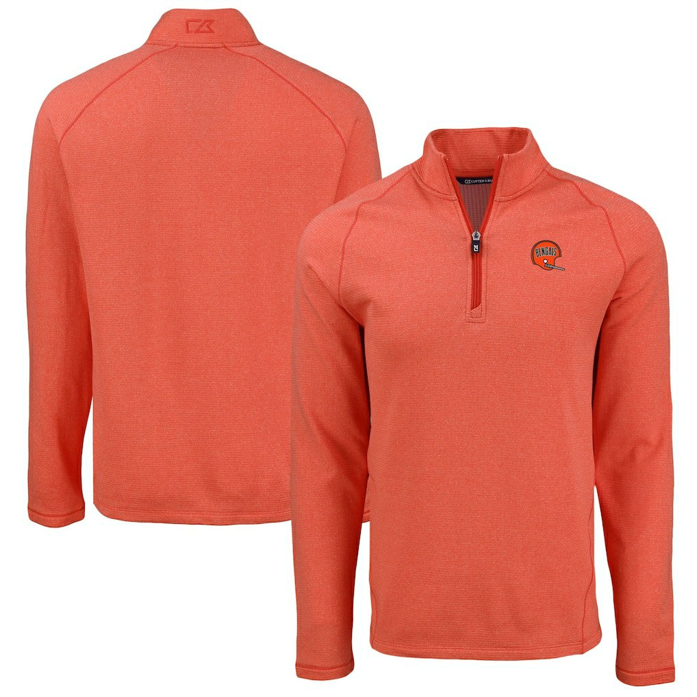 Cincinnati Bengals Cutter & Buck Peshastin Eco Fleece Tri-Blend Raglan Recycled Quarter-Zip Jacket Heather Orange | NFL