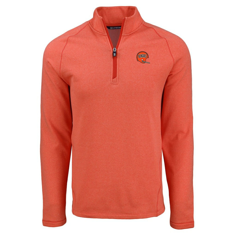 Cincinnati Bengals Cutter & Buck Peshastin Eco Fleece Tri-Blend Raglan Recycled Quarter-Zip Jacket Heather Orange | NFL
