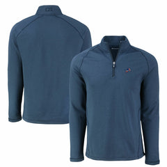 Detroit Lions Cutter & Buck Peshastin Eco Fleece Tri-Blend Raglan Recycled Quarter-Zip Jacket Heather Navy | NFL