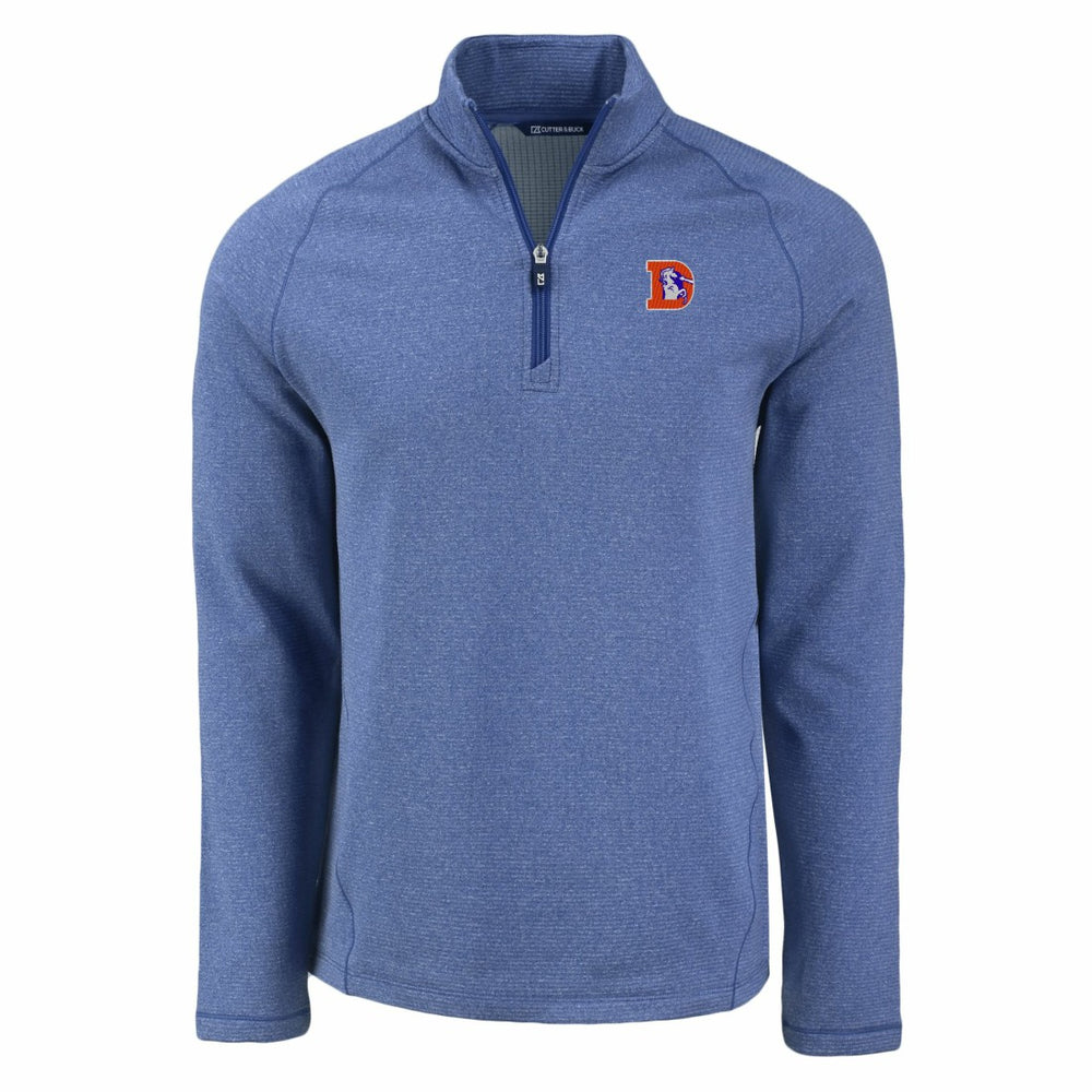 Denver Broncos Cutter & Buck Peshastin Eco Fleece Tri-Blend Raglan Recycled Quarter-Zip Jacket Heather Royal | NFL