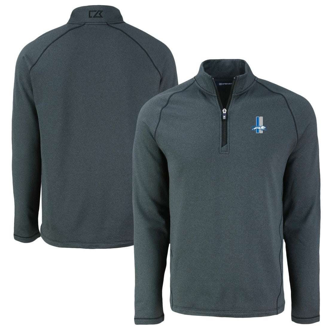 Detroit Lions Cutter & Buck Peshastin Eco Fleece Tri-Blend Raglan Recycled Quarter-Zip Jacket Heather Black | NFL