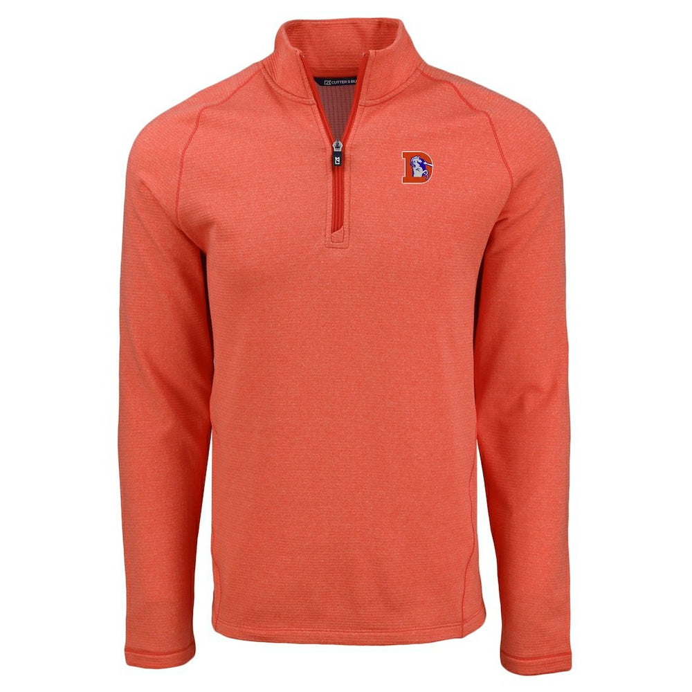 Denver Broncos Cutter & Buck Peshastin Eco Fleece Tri-Blend Raglan Recycled Quarter-Zip Jacket Heather Orange | NFL