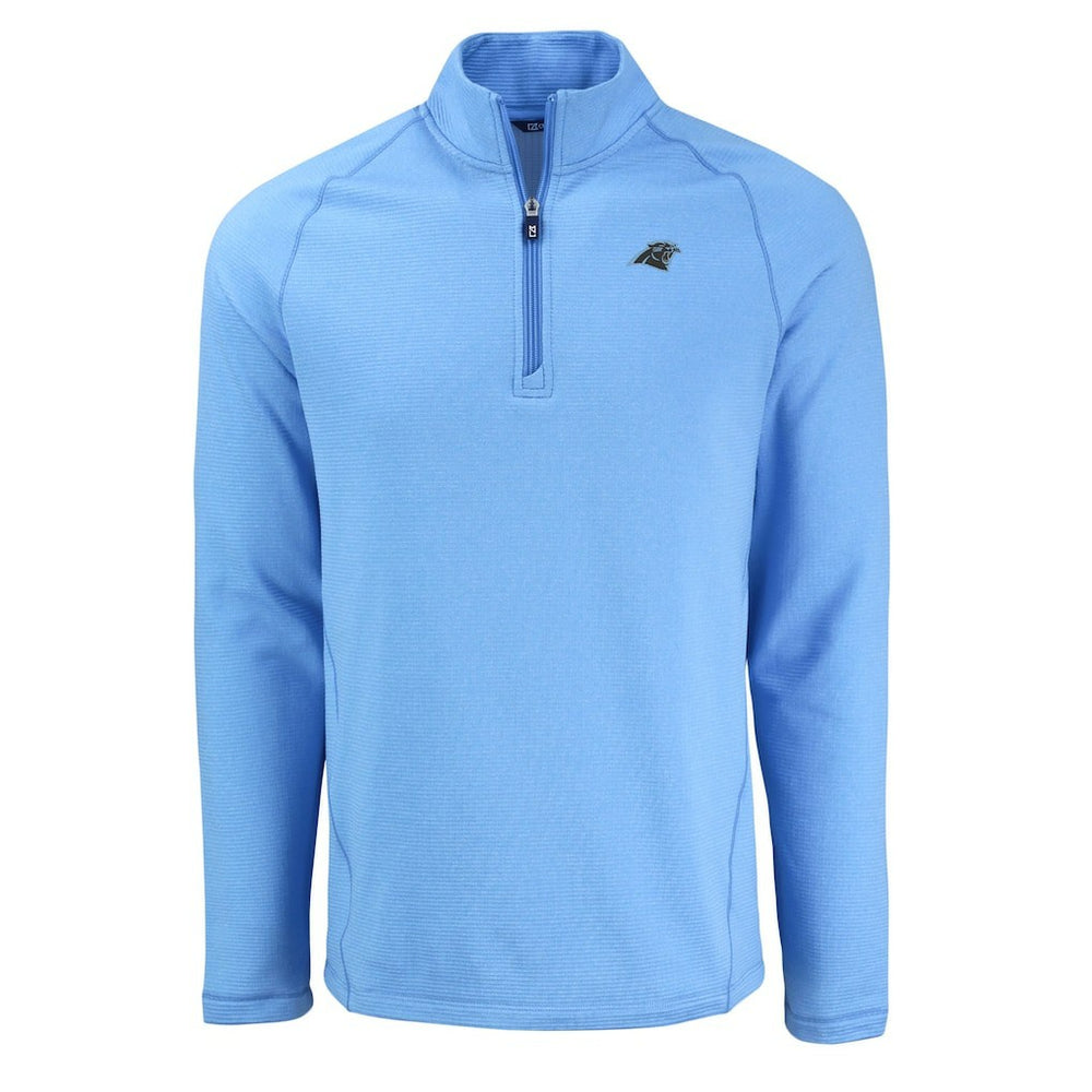 Carolina Panthers Cutter & Buck Peshastin Eco Fleece Tri-Blend Raglan Recycled Quarter-Zip Jacket Heather Blue | NFL