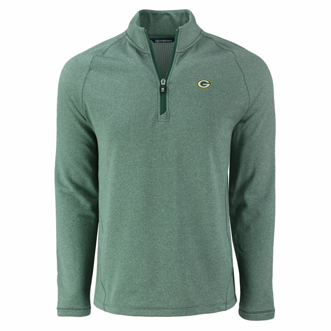 Green Bay Packers Cutter & Buck Peshastin Eco Fleece Tri-Blend Raglan Recycled Quarter-Zip Jacket Heather Green | NFL