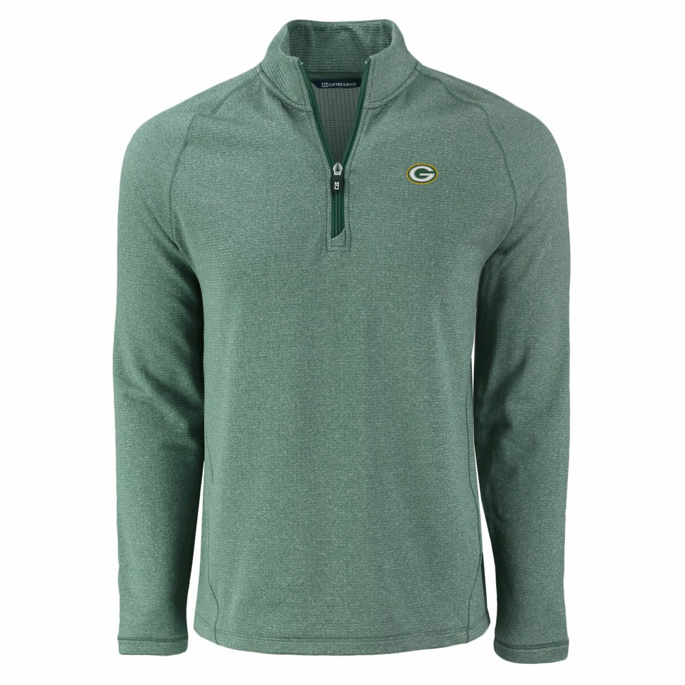 Green Bay Packers Cutter & Buck Peshastin Eco Fleece Tri-Blend Raglan Recycled Quarter-Zip Jacket Heather Green | NFL