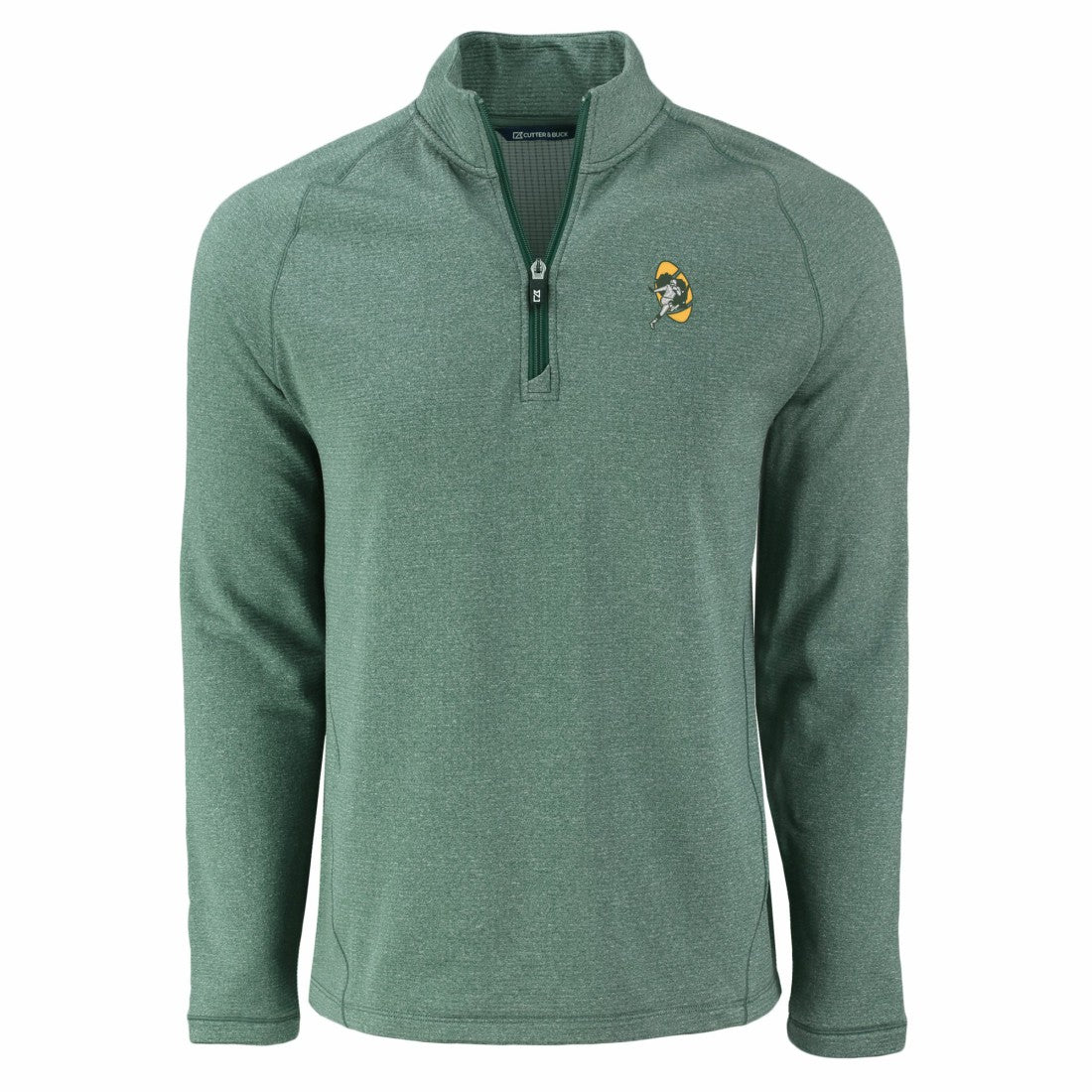 Green Bay Packers Cutter & Buck Peshastin Eco Fleece Tri-Blend Raglan Recycled Quarter-Zip Jacket Heather Green | NFL