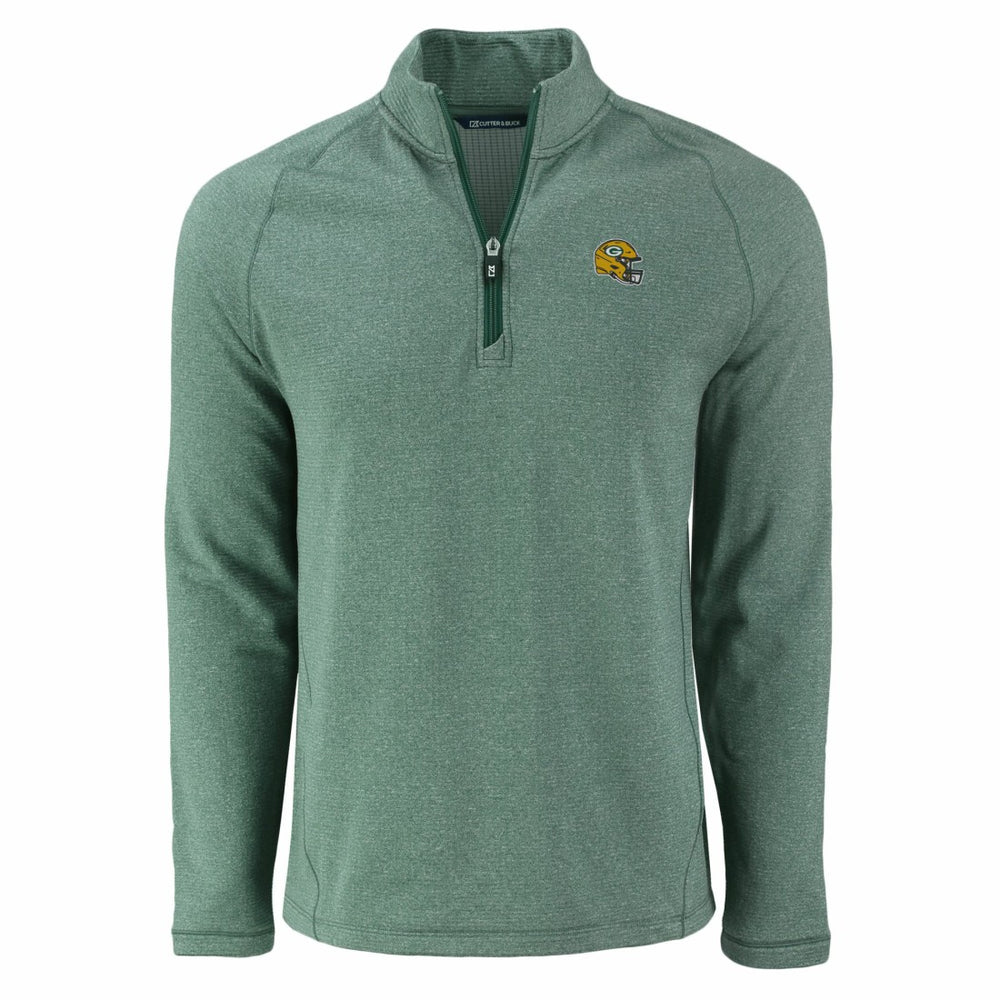 Green Bay Packers Cutter & Buck Peshastin Eco Fleece Tri-Blend Raglan Recycled Quarter-Zip Jacket Heather Green | NFL