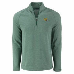Green Bay Packers Cutter & Buck Peshastin Eco Fleece Tri-Blend Raglan Recycled Quarter-Zip Jacket Heather Green | NFL