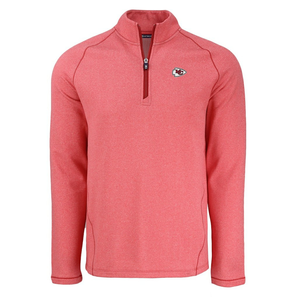 Kansas City Chiefs Cutter & Buck Peshastin Eco Fleece Tri-Blend Raglan Recycled Quarter-Zip Jacket Heather Red | NFL
