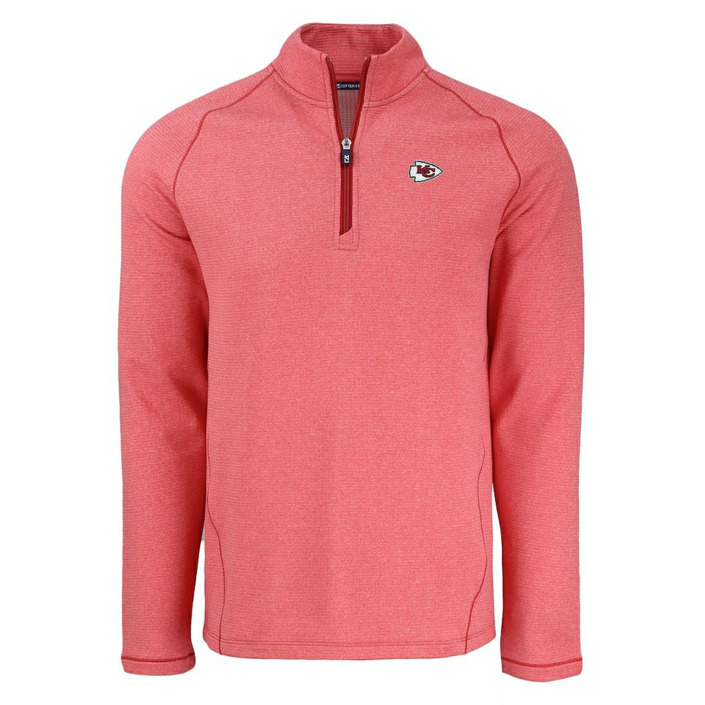 Kansas City Chiefs Cutter & Buck Peshastin Eco Fleece Tri-Blend Raglan Recycled Quarter-Zip Jacket Heather Red | NFL