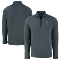 Minnesota Vikings Cutter & Buck Peshastin Eco Fleece Tri-Blend Raglan Recycled Quarter-Zip Jacket Heather Black | NFL