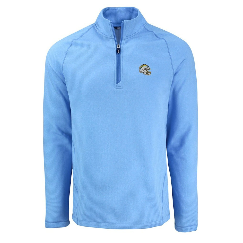 Los Angeles Chargers Cutter & Buck Peshastin Eco Fleece Tri-Blend Raglan Recycled Quarter-Zip Jacket Heather Powder Blue | NFL
