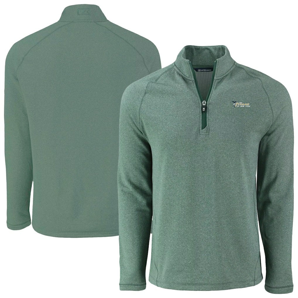 New York Jets Cutter & Buck Peshastin Eco Fleece Recycled Half-Zip Top Heather Green | NFL