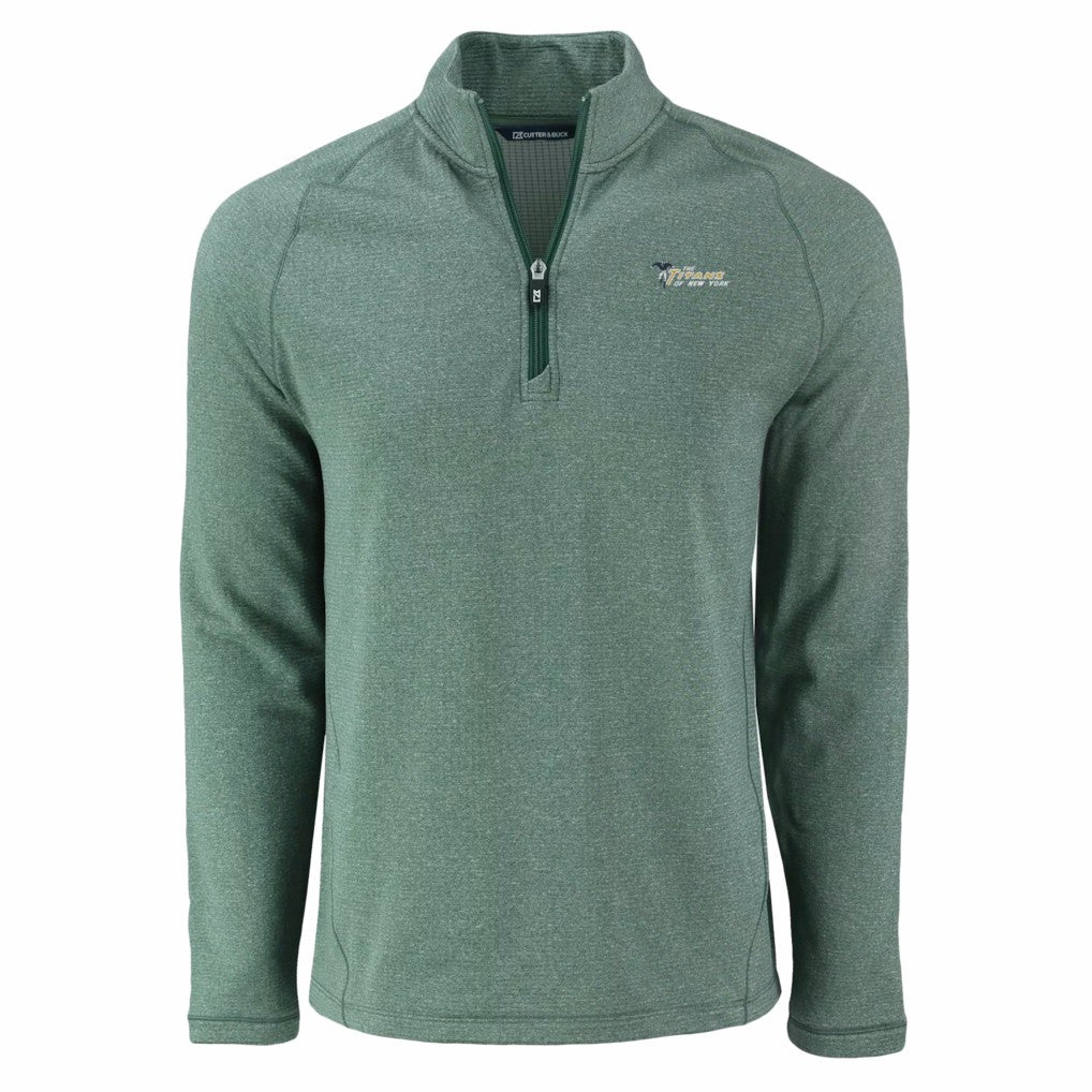 New York Jets Cutter & Buck Peshastin Eco Fleece Recycled Half-Zip Top Heather Green | NFL