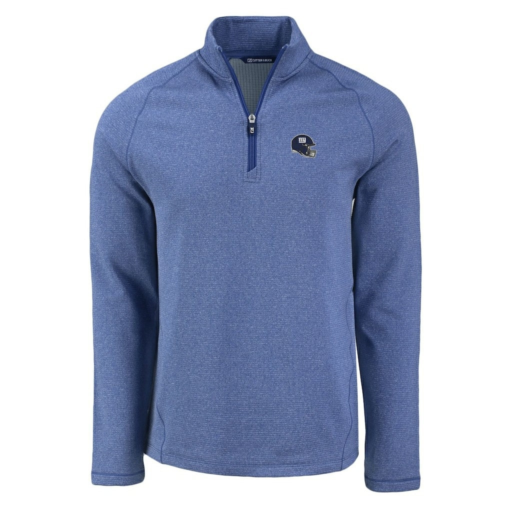 New York Giants Cutter & Buck Peshastin Eco Fleece Tri-Blend Raglan Recycled Quarter-Zip Jacket Heather Royal | NFL