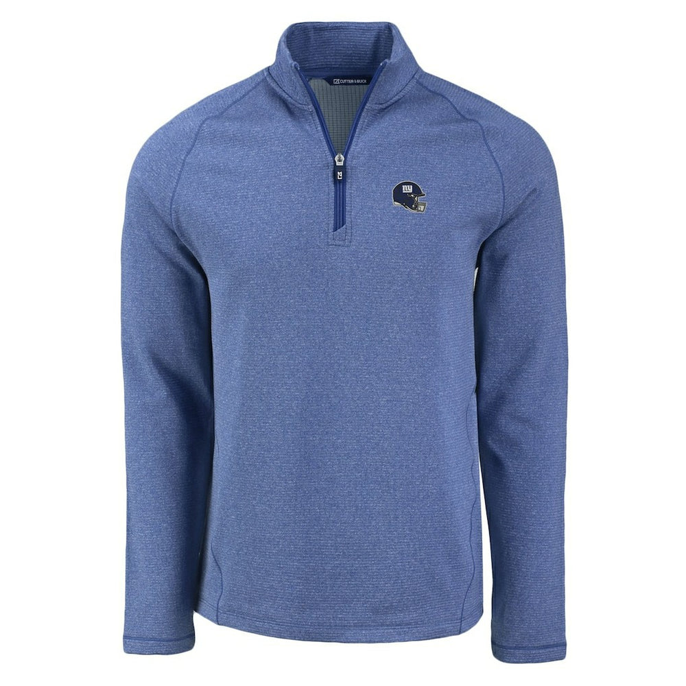 New York Giants Cutter & Buck Peshastin Eco Fleece Tri-Blend Raglan Recycled Quarter-Zip Jacket Heather Royal | NFL