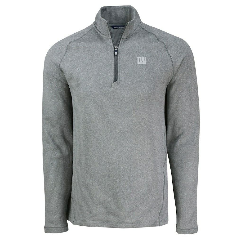 New York Giants Cutter & Buck Peshastin Eco Fleece Tri-Blend Raglan Recycled Quarter-Zip Jacket Heather Gray | NFL