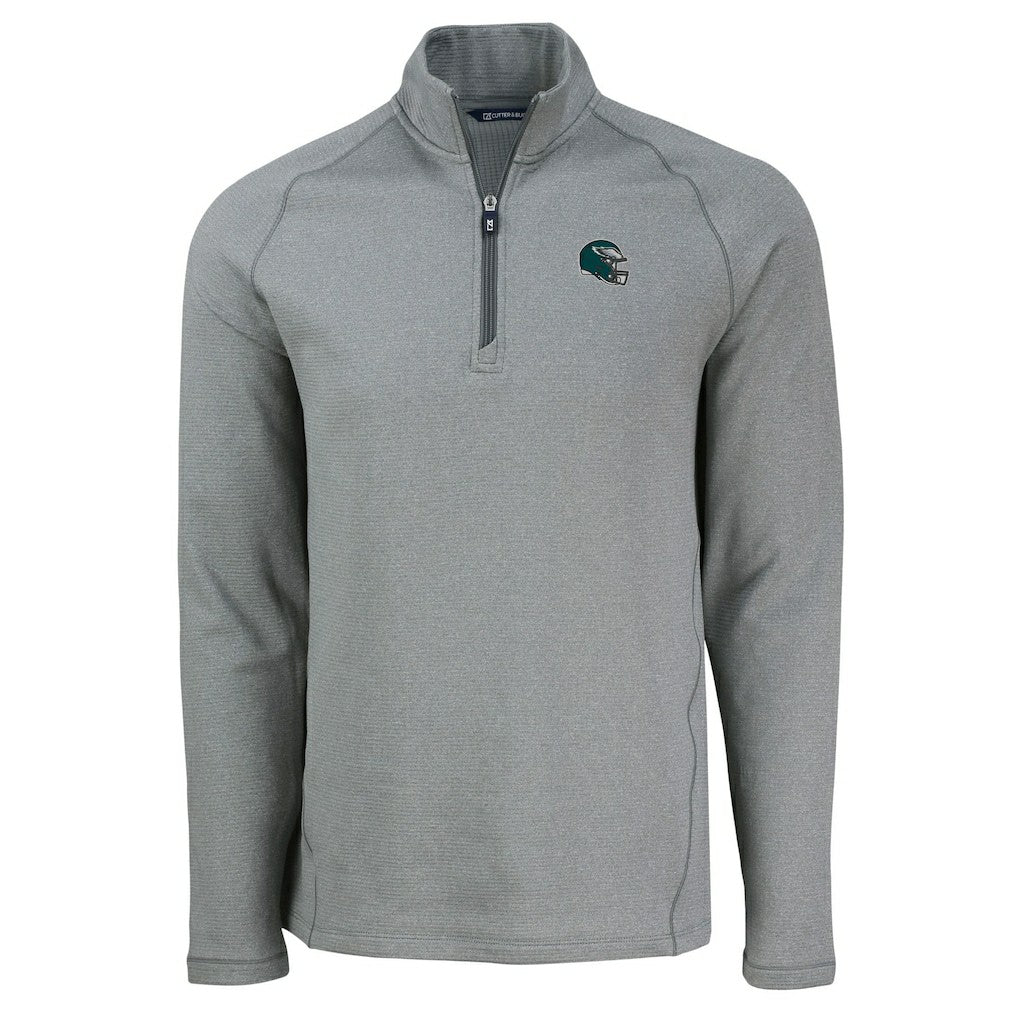 Philadelphia Eagles Cutter & Buck Peshastin Eco Fleece Tri-Blend Raglan Recycled Quarter-Zip Jacket Heather Gray | NFL