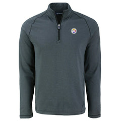 Pittsburgh Steelers Cutter & Buck Peshastin Eco Fleece Tri-Blend Raglan Recycled Quarter-Zip Jacket Heather Black | NFL