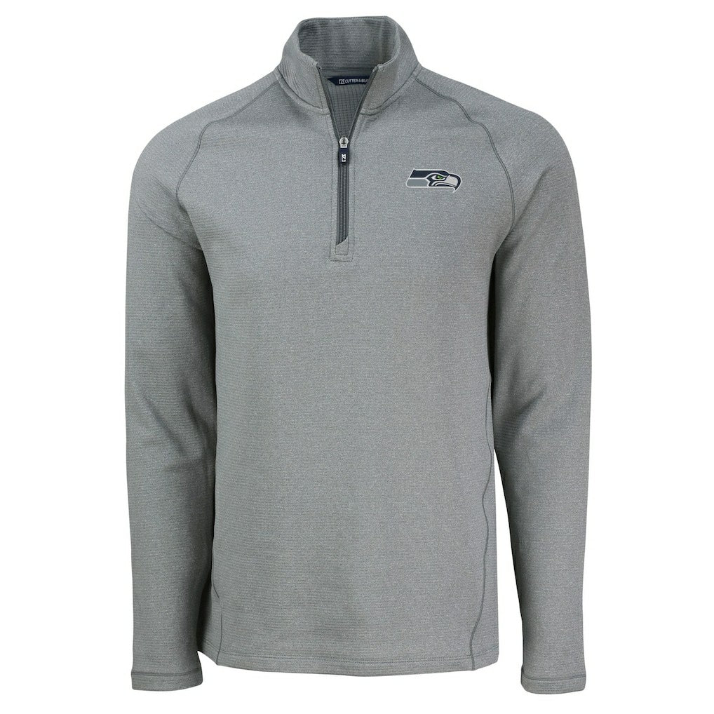 Seattle Seahawks Cutter & Buck Peshastin Eco Fleece Tri-Blend Raglan Recycled Quarter-Zip Jacket Heather Gray | NFL
