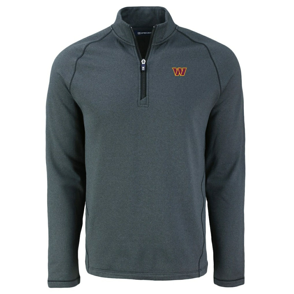 Washington Commanders Cutter & Buck Peshastin Eco Fleece Tri-Blend Raglan Recycled Quarter-Zip Jacket Heather Black | NFL