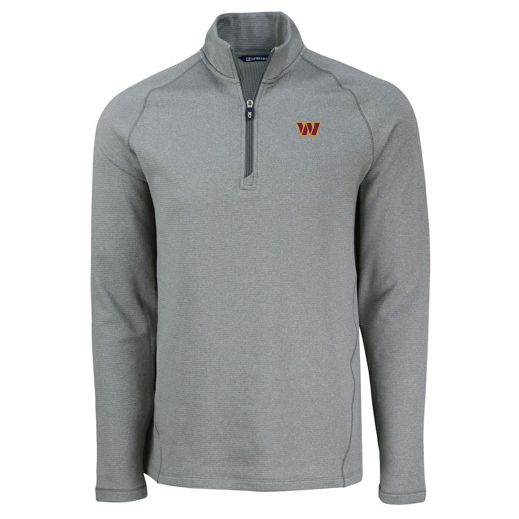 Washington Commanders Cutter & Buck Peshastin Eco Fleece Tri-Blend Raglan Recycled Quarter-Zip Jacket Heather Gray | NFL