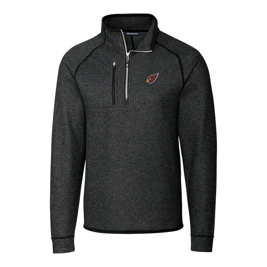Arizona Cardinals Cutter & Buck Big & Tall Mainsail Sweater-Knit Raglan Half-Zip Jacket Heather Charcoal | NFL