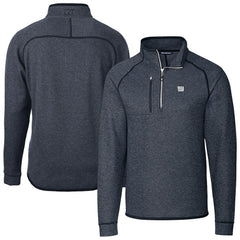 New York Giants Cutter & Buck Big & Tall Mainsail Sweater-Knit Raglan Half-Zip Jacket Heather Navy | NFL