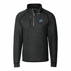 Detroit Lions Cutter & Buck Big & Tall Mainsail Sweater-Knit Raglan Half-Zip Jacket Heather Charcoal | NFL