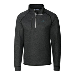 Carolina Panthers Cutter & Buck Big & Tall Mainsail Sweater-Knit Raglan Half-Zip Jacket Heather Charcoal | NFL