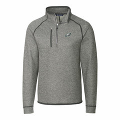 Philadelphia Eagles Cutter & Buck Big & Tall Mainsail Sweater-Knit Raglan Half-Zip Jacket Heather Gray | NFL