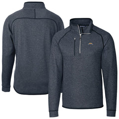 Los Angeles Chargers Cutter & Buck Big & Tall Mainsail Sweater-Knit Raglan Half-Zip Jacket Heather Navy | NFL