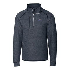 Los Angeles Chargers Cutter & Buck Big & Tall Mainsail Sweater-Knit Raglan Half-Zip Jacket Heather Navy | NFL