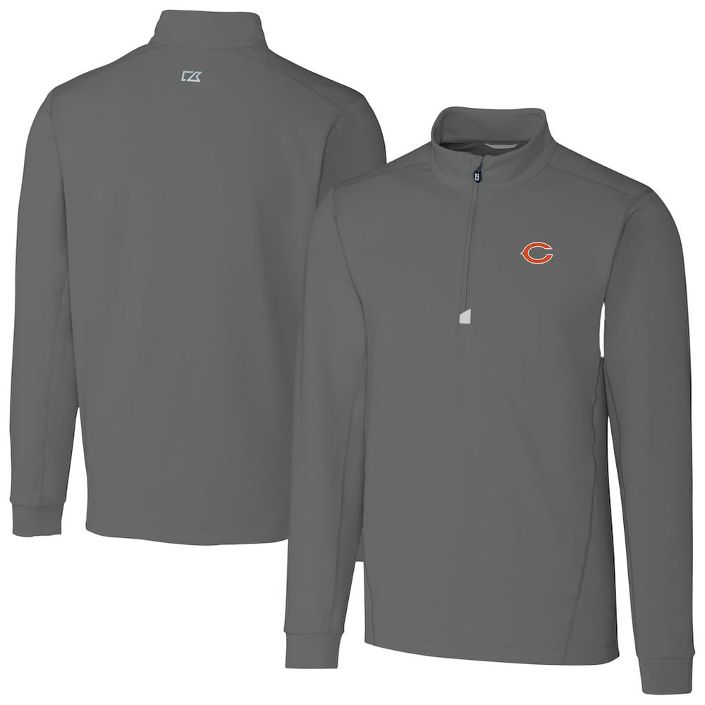 Chicago Bears Cutter & Buck Big & Tall Traverse Stretch Quarter-Zip Top Gray | NFL