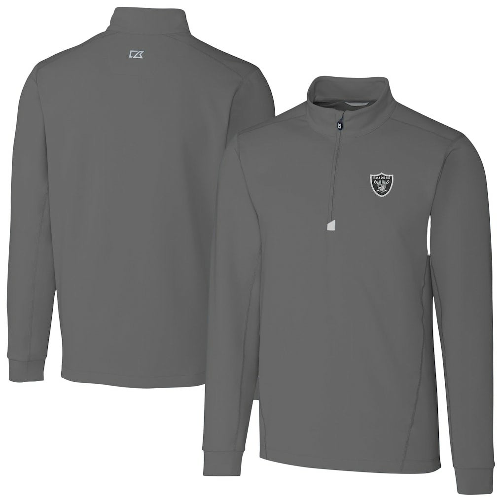 Las Vegas Raiders Cutter & Buck Big & Tall Traverse Stretch Quarter-Zip Top Gray | NFL