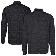 Carolina Panthers Cutter & Buck Big & Tall Traverse Eco Camo Tri-Blend DryTec Quarter-Zip Jacket Black | NFL