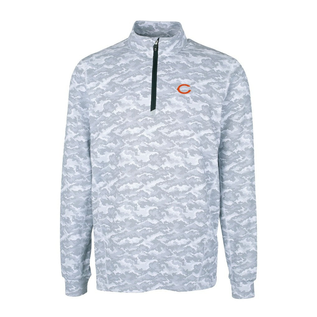 Chicago Bears Cutter & Buck Big & Tall Traverse Eco Camo Tri-Blend DryTec Quarter-Zip Jacket Charcoal | NFL