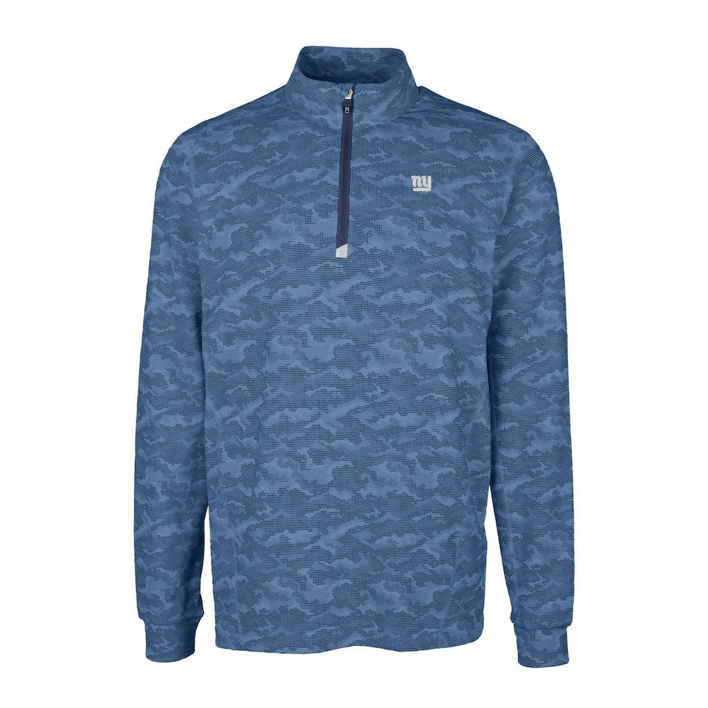 New York Giants Cutter & Buck Big & Tall Traverse Stretch Eco Camo Print DryTec Quarter-Zip Top Navy | NFL