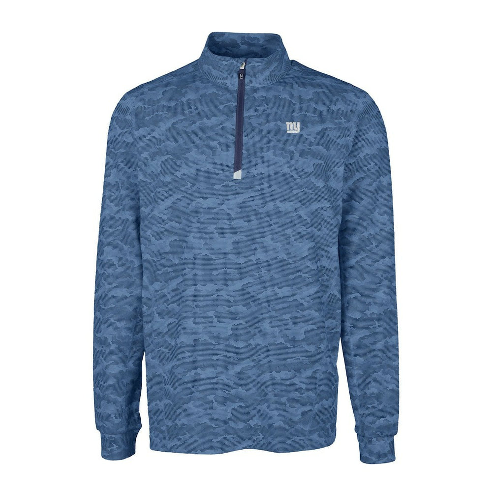 New York Giants Cutter & Buck Big & Tall Traverse Stretch Eco Camo Print DryTec Quarter-Zip Top Navy | NFL