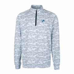 Detroit Lions Cutter & Buck Big & Tall Traverse Eco Camo Tri-Blend DryTec Quarter-Zip Jacket Charcoal | NFL