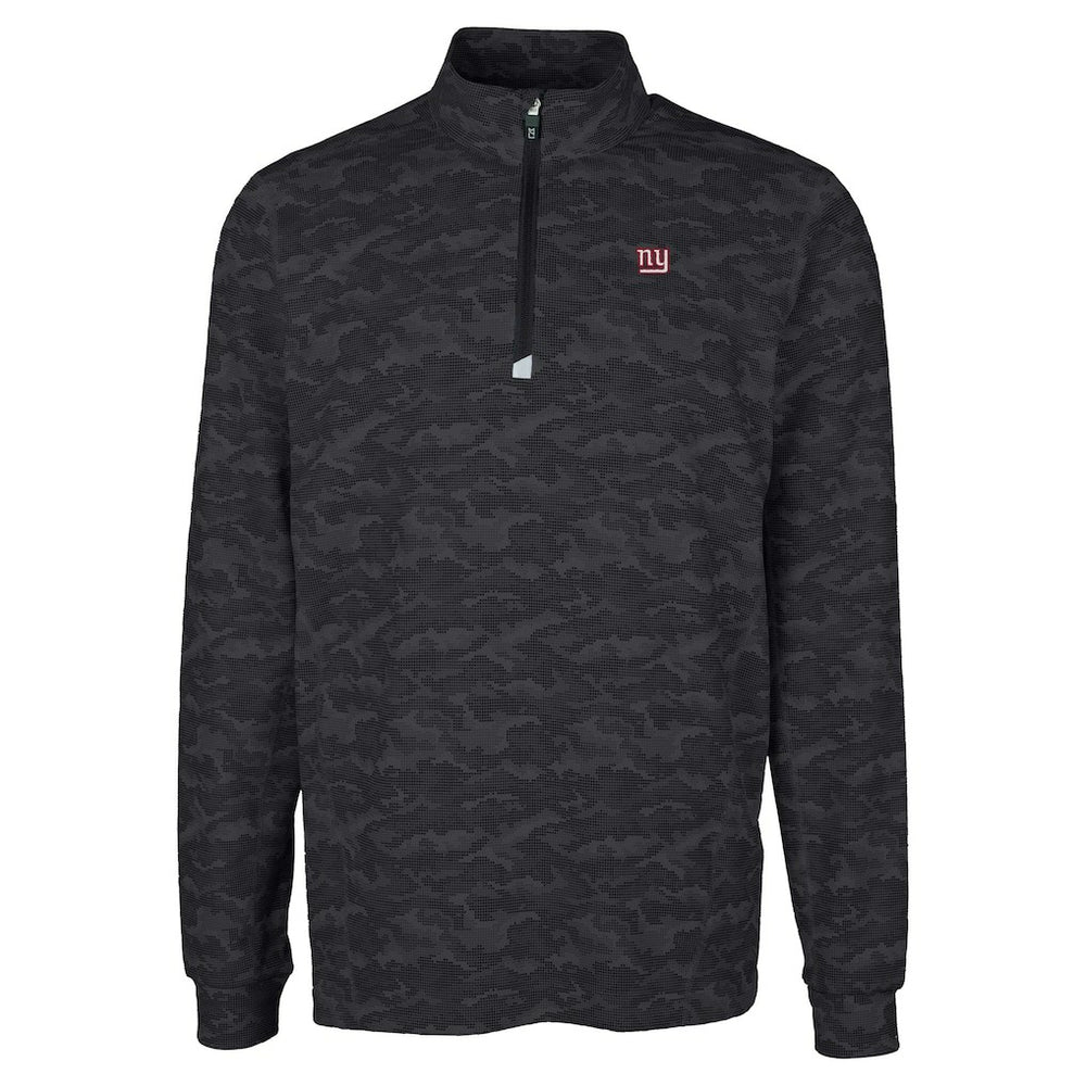 New York Giants Cutter & Buck Big & Tall Traverse Eco Camo Tri-Blend DryTec Quarter-Zip Jacket Black | NFL