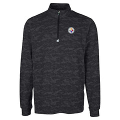 Pittsburgh Steelers Cutter & Buck Big & Tall Traverse Eco Camo Tri-Blend DryTec Quarter-Zip Jacket Black | NFL