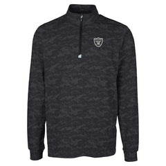 Las Vegas Raiders Cutter & Buck Big & Tall Traverse Eco Camo Tri-Blend DryTec Quarter-Zip Jacket Black | NFL