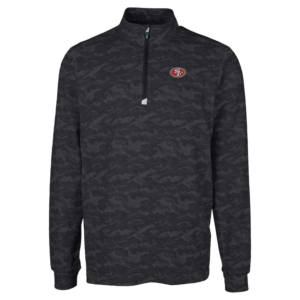 San Francisco 49ers Cutter & Buck Big & Tall Traverse Eco Camo Tri-Blend DryTec Quarter-Zip Jacket Black | NFL
