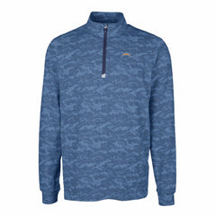 Los Angeles Chargers Cutter & Buck Big & Tall Traverse Eco Camo Tri-Blend DryTec Quarter-Zip Jacket Navy | NFL